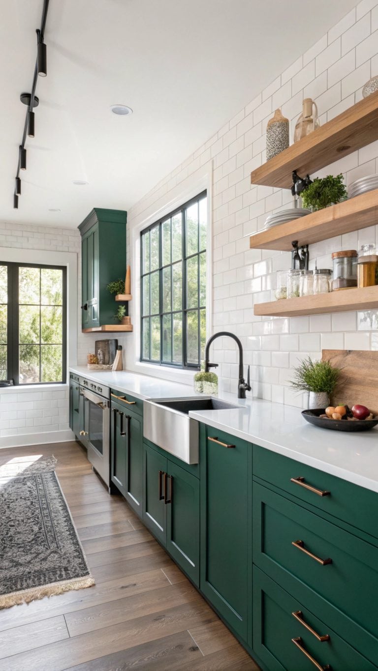 dark green kitchen cabinets