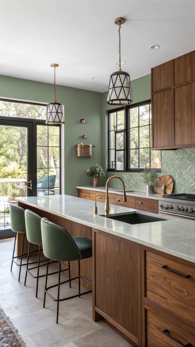 green kitchen wall designs