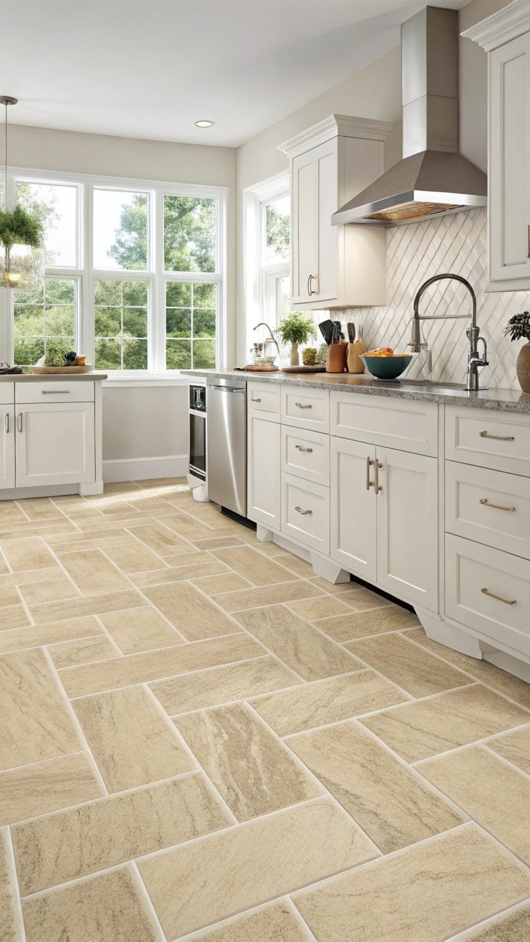 beige tile kitchen designs