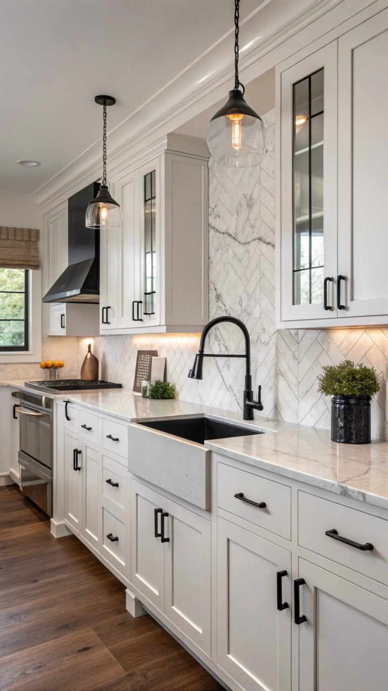 black hardware kitchen designs