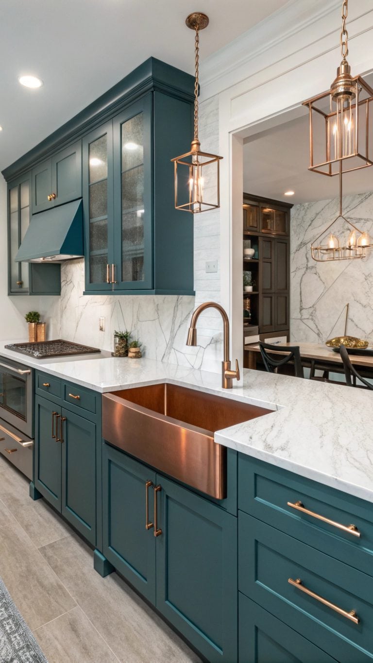 teal kitchen cabinet inspiration
