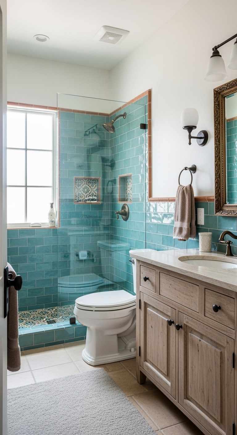 aqua tiled bathroom decor