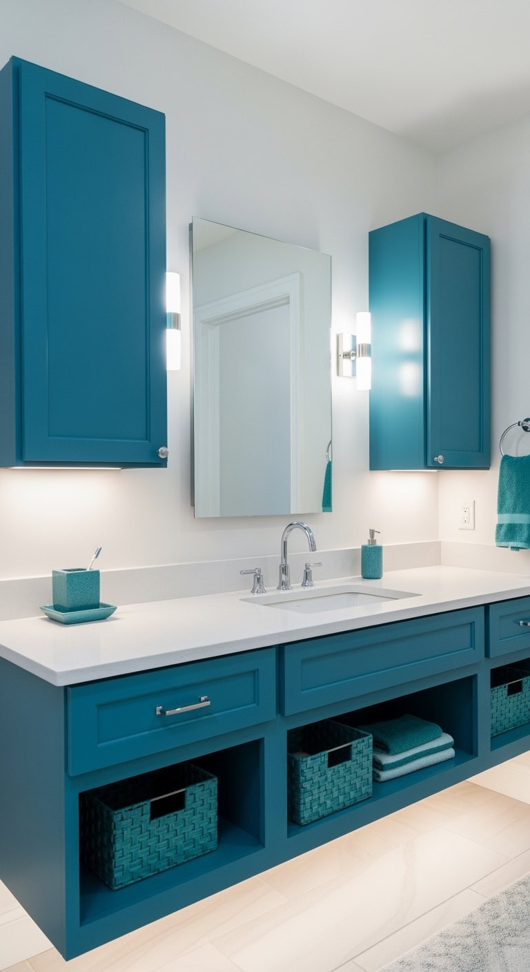 contemporary stylish blue washroom